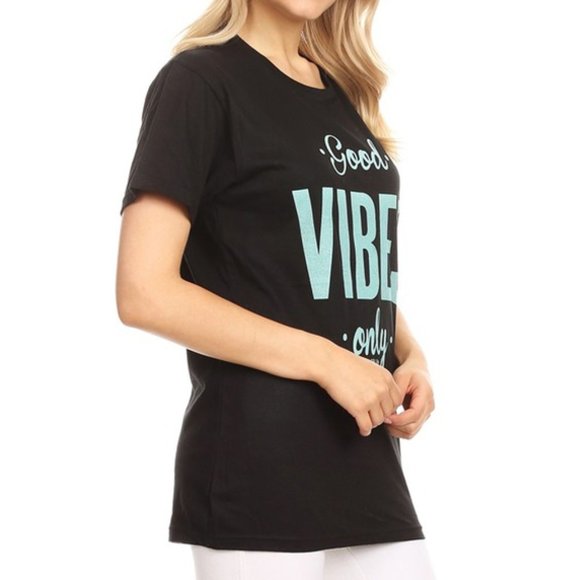 Good Vibes Only 100% Cotton Graphic Tee T Shirt - Picture 4 of 6